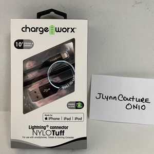 Charge Worx Charger cord Fast Charging Cable Cord For IPhone, iPad iPod NEW box